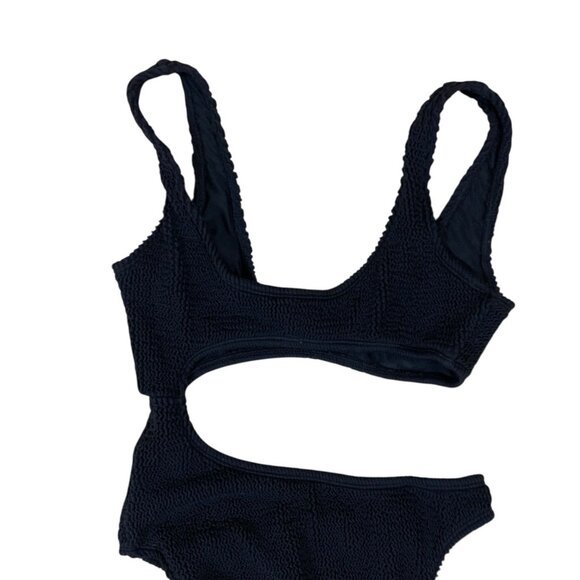 Strawberry Milk Mob Black One Shoulder Cutout Swimsuit XS Textured Ring Detail - Picture 5 of 7